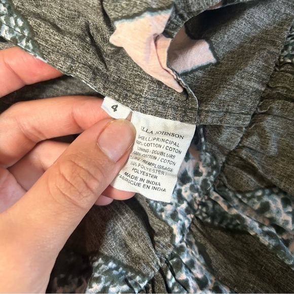 Ulla Johnson Nora Printed Dress in Army Green sz 4 - Picture 6 of 6